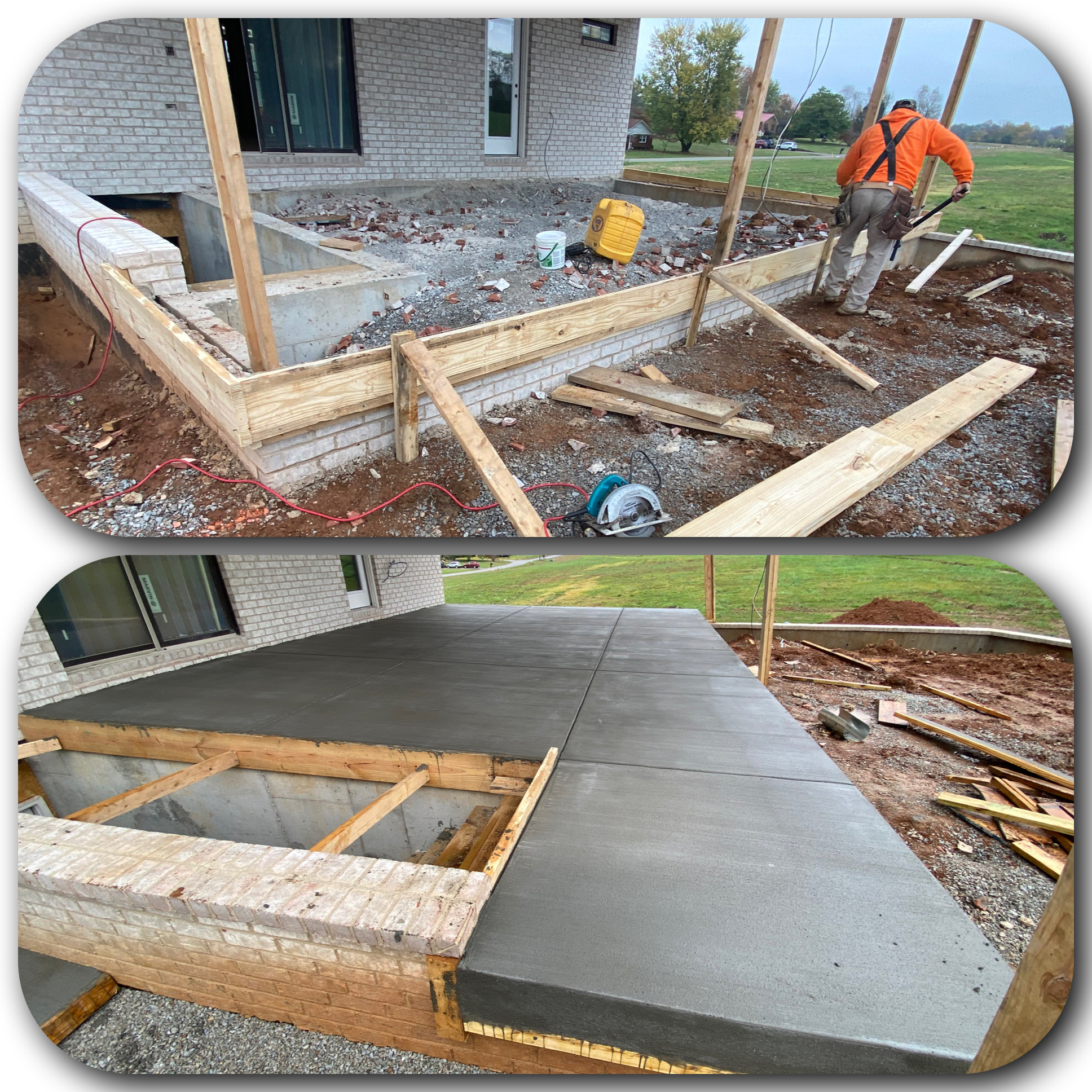 Brick Foundation to Concrete Patio