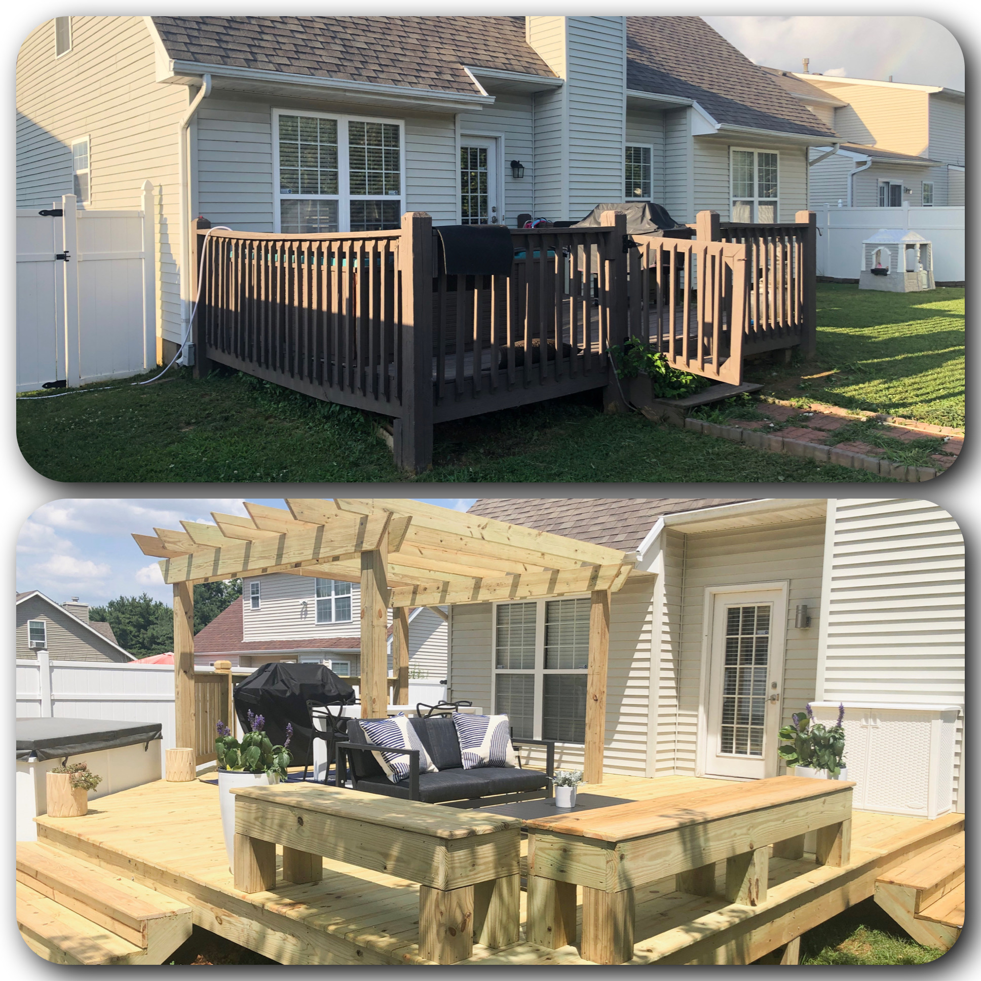 Pergola and Bench Seating Deck