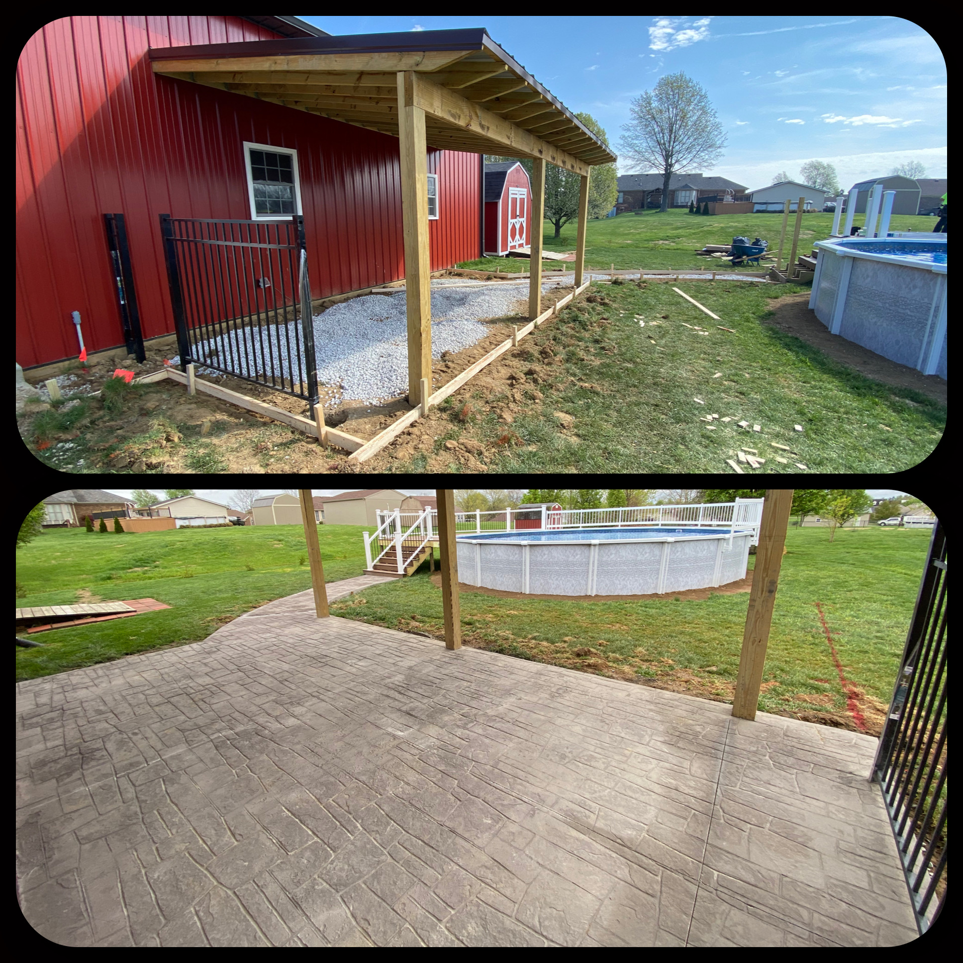 Covered Walkway and Stamped Concrete Patio